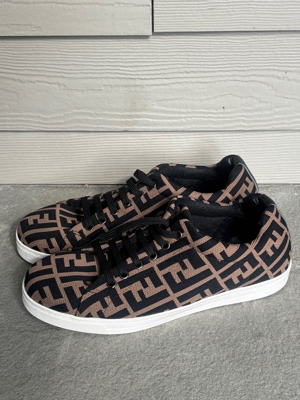 FENDI FF Monogram Tan Black Sneakers